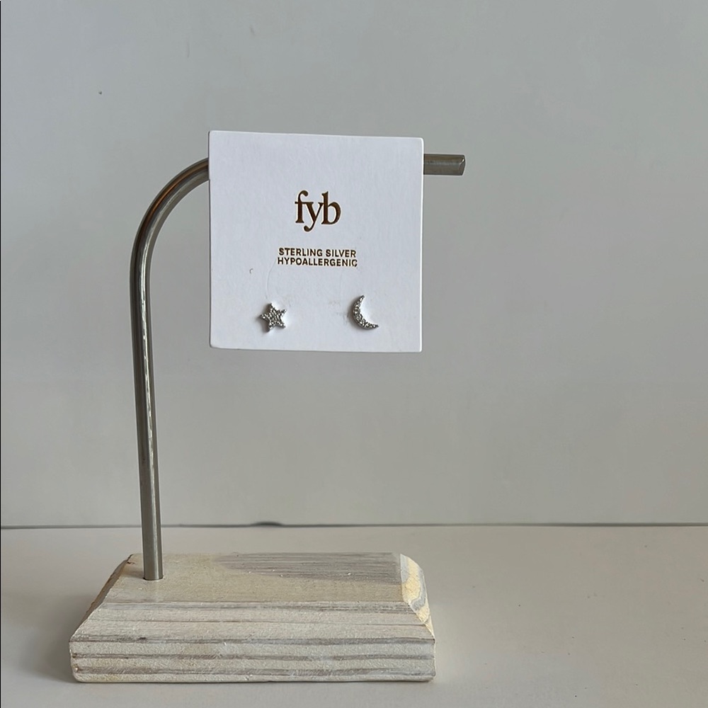 Silver Star and Moon Earrings